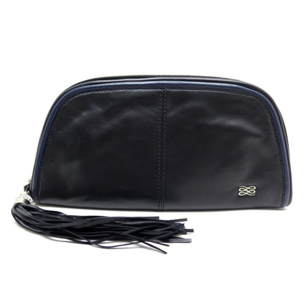 NEUF SAC POCHETTE A MAIN LANCEL EN CUIR D'AGNEAU NOIR MIROIR CLUTCH HAND BAG