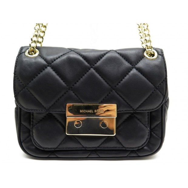 SAC A MAIN MICHAEL KORS 30T2GSLF1N SLOAN EN CUIR MATELASSE NOIR BANDOULIERE 230€