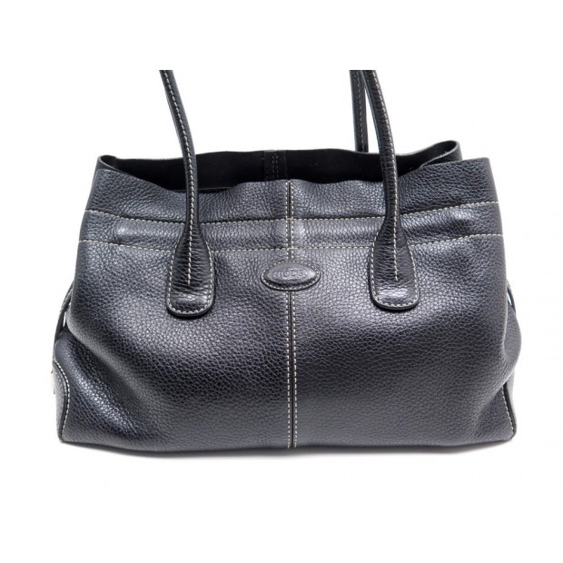 SAC A MAIN TOD'S CABAS D-BAG EN CUIR GRAINE NOIR TOTE HAND BAG PURSE 1000€