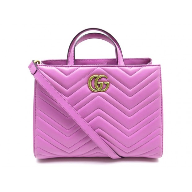 NEUF SAC A MAIN GUCCI CHEVRON GG 448054 BANDOULIERE EN CUIR ROSE HAND BAG 1490€