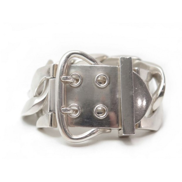 BRACELET HERMES GOURMETTE CEINTURE ARGENT 