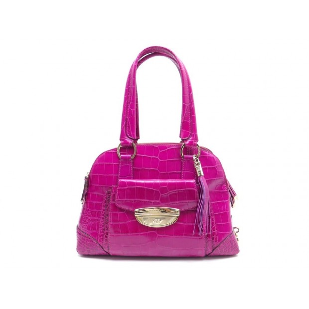 NEUF SAC A MAIN LANCEL ADJANI GM A03432 EN CUIR FACON CROCO ROSE HAND BAG 1250€