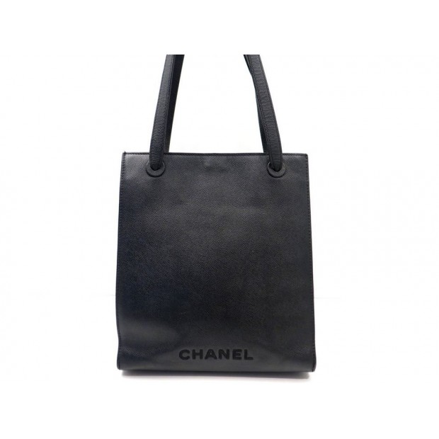 SAC A MAIN CHANEL SHOPPING CABAS EN CUIR CAVIAR NOIR BLACK TOTE HAND BAG 3000€