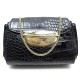 NEUF SAC A MAIN LANCEL ADJANI POCHETTE EN CUIR FACON CROCO NOIR HAND BAG 550€