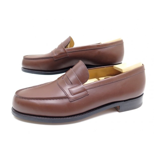 MOCASSINS JM WESTON 180 7.5C 42 CUIR MARRON GOLD + EMBAUCHOIRS 