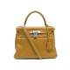 NEUF SAC A MAIN HERMES KELLY 28 BANDOULIERE EN CUIR TOGO MARRON KRAFT ARGENT BAG