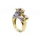 BAGUE PANTHERE T 54 OR JAUNE 7.6 GR SERTIE DIAMANTS 0.65 CT SAPHIRS 0.5 CT RING