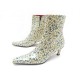 BOTTINES FREE LANCE T36 CUIR VERNI BEIGE A MOTIFS FLEURS 