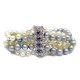 BRACELET EN PERLES DE CULTURE MULTICOLORE FERMOIR OR BLANC DIAMANT SAPHIR 