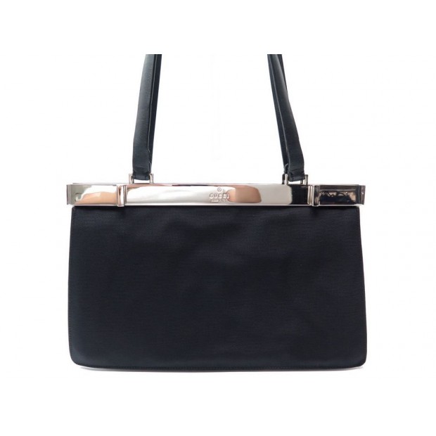 SAC A MAIN GUCCI 001 3218 EN TOILE NOIRE PORTE EPAULE CANVAS HAND BAG PURSE 785€