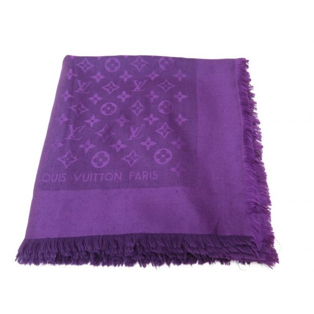 FOULARD LOUIS VUITTON CHALE MONOGRAM ETOLE SOIE & LAINE VIOLET SCARF 400 