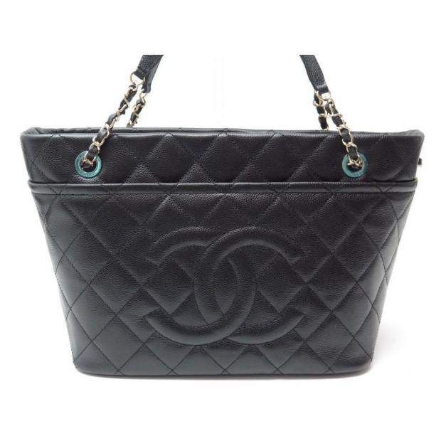 NEUF SAC A MAIN CHANEL CABAS SHOPPING MEDIUM EN CUIR CAVIAR NOIR TOTE BAG 3200€