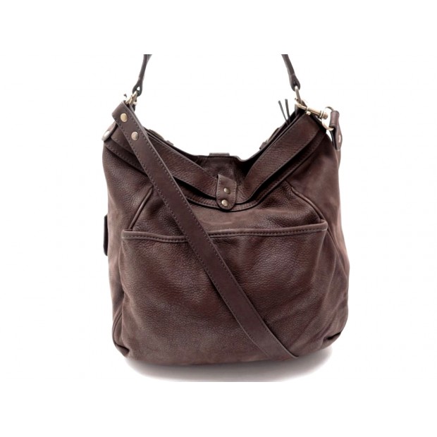 SAC A MAIN VANESSA BRUNO PETIT LUNE HOBO BANDOULIERE EN CUIR MARRON PURSE 540€