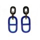 NEUF BOUCLES D'OREILLES HERMES CHAINE D'ANCRE EN CORNE LAQUE BLEUE EARRINGS 485€