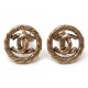 VINTAGE BOUCLES D'OREILLES CHANEL LOGO CC EN METAL DORE GOLDEN EARRINGS 360€