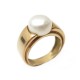 BAGUE TAILLE 51 EN OR JAUNE 18K 7.6 GR SERTIE PERLE BLANCHE GOLD & PEARL RING