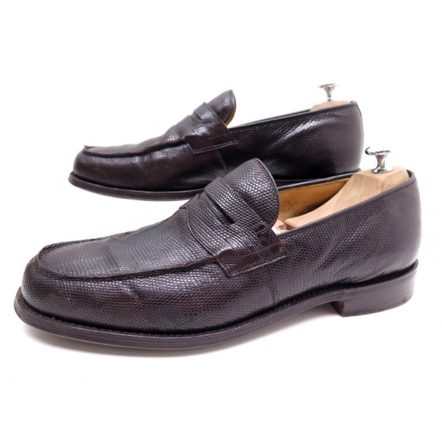 CHAUSSURES CHURCH'S ALBECETE 9F 43 MOCASSINS EN CUIR LEZARD MARRON SHOES 1200€