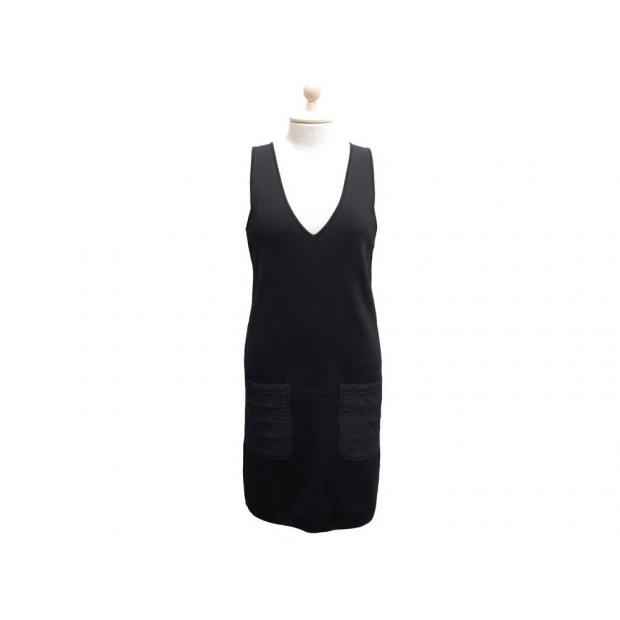 NEUF ROBE CHRISTIAN DIOR POCHES CANNAGE LADY T 40 M EN VISCOSE NOIR DRESS 1500€