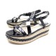 NEUF CHAUSSURES CHRISTIAN DIOR ESPADRILLES 36.5 SANDALES A TALONS COMPENSES 750€