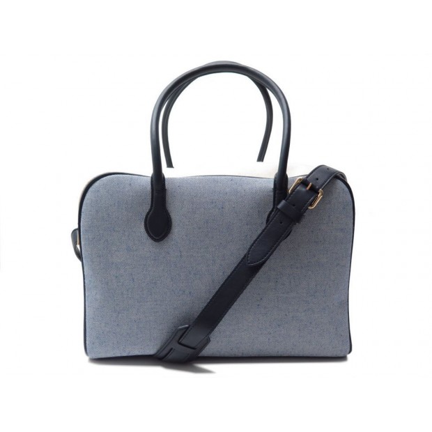 NEUF SAC BALMAIN EN TOILE BLEU & BEIGE BANDOULIERE SACOCHE A MAIN BOITE BAG 990€