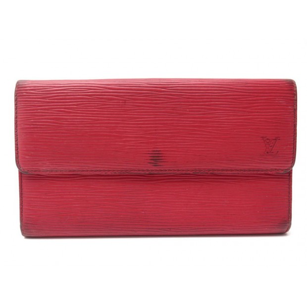 VINTAGE PORTEFEUILLE LOUIS VUITTON SARAH CUIR EPI ROUGE COQUELICOT WALLET 570€