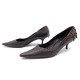 CHAUSSURES FENDI ESCARPINS 38 IT 39 FR EN CUIR GRAINE MARRON COURT SHOES 760€