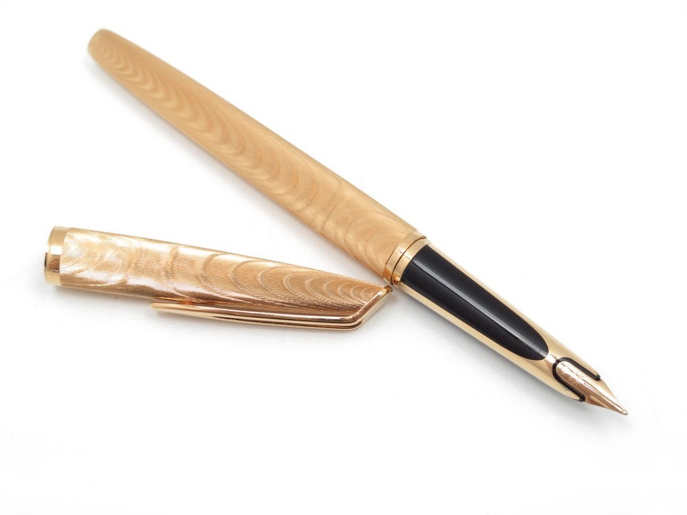 Stylo Plume Waterman Ancien - Plume En Or 18k Et Corps Plaqué Or - Occasion Vintage