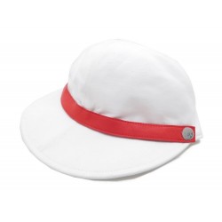 NEUF CASQUETTE HERMES CLOU DE SELLE T 56 EN TOILE BLANCHE & CUIR ORANGE CAP 315€