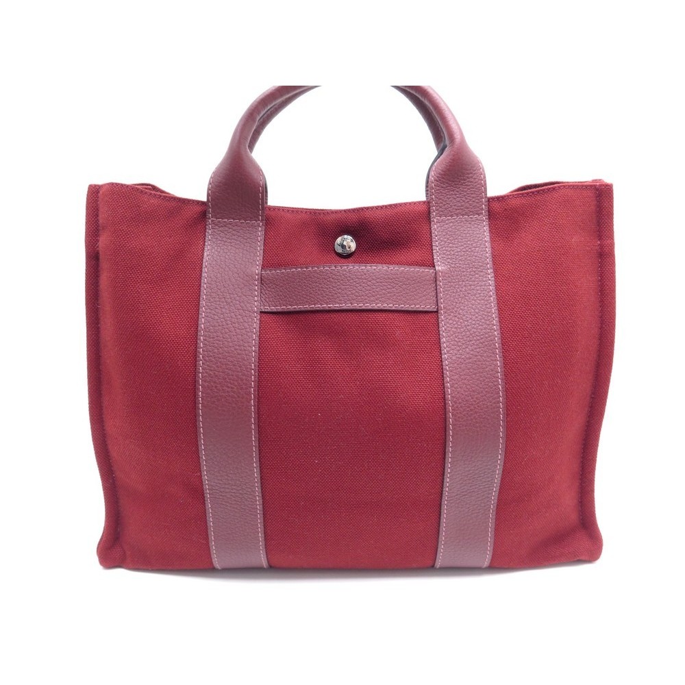 sac a main hermes harnais mm toile rouge cuir