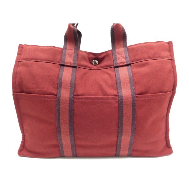 NEUF SAC A MAIN HERMES TOTO GM CABAS EN TOILE ROUGE RED HAND BAG TOTE 950€
