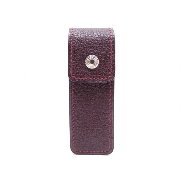 NEUF ETUI A CHEWING GUM ROUGE A LEVRES HERMES CUIR BORDEAUX LIPSTICK CASE 210€