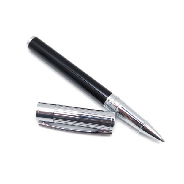 NEUF STYLO ST DUPONT PRECIEUX ROLLERBALL RESINE NOIR & CHROME PEN BLACK 160€