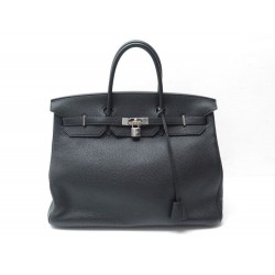 SAC A MAIN HERMES BIRKIN 40 EN CUIR TAURILLON CLEMENCE NOIR & ARGENT HAND BAG