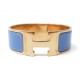 BRACELET HERMES CLIC CLAC H PM 16 CM 20 MM METAL DORE EMAIL BLEU GOLD BLUE 595€