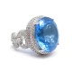 BAGUE EDOUARD NAHUM T52 EN OR BLANC 18K 24 GR TOPAZE 416 DIAMANTS 2 CARATS RING