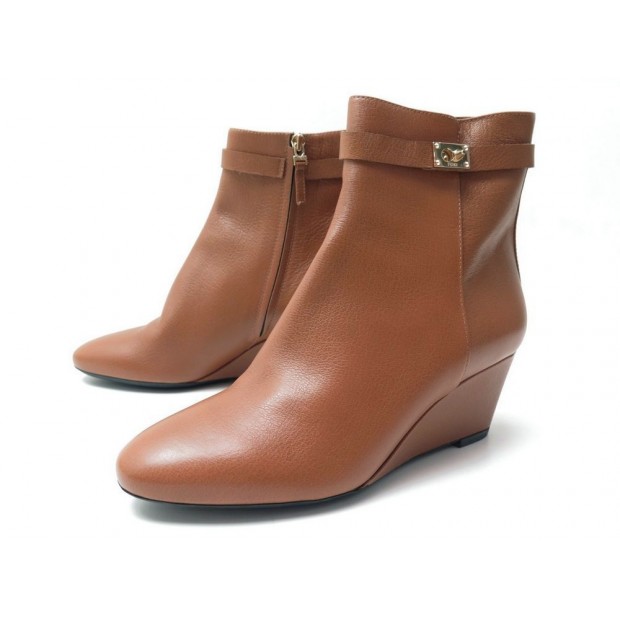 NEUF CHAUSSURES FENDI GOLDMINE 41 IT 42 FR BOTTINES COMPENSES CUIR BOOTS 890€