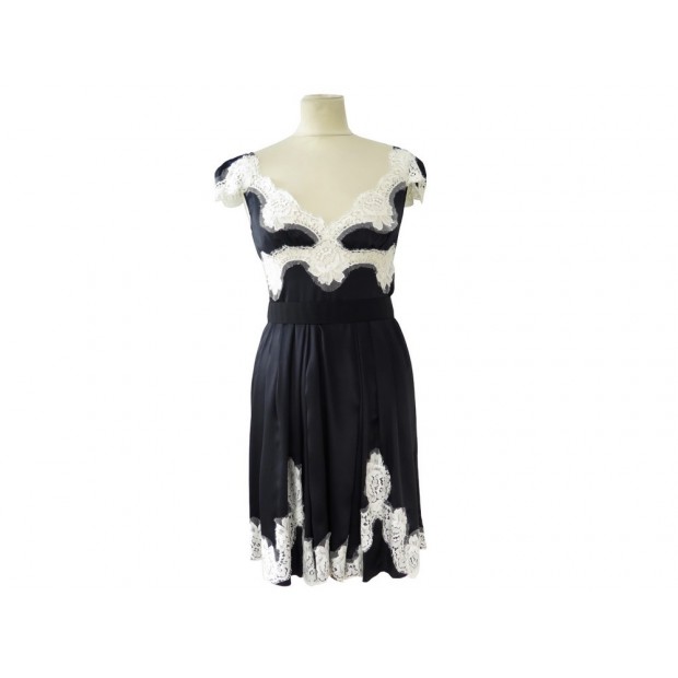 ROBE DE SOIREE DOLCE & GABBANA EN SOIE & DENTELLE 36 38 S NOIRE SILK DRESS 1750€