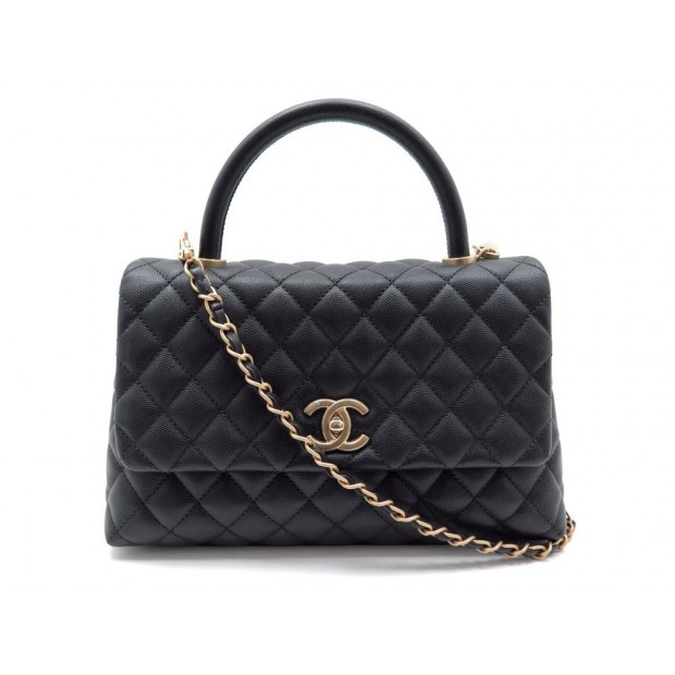 NEUF SAC A MAIN CHANEL COCO HANDLE PM A92991 BANDOULIERE EN CUIR CAVIAR NOIR BAG