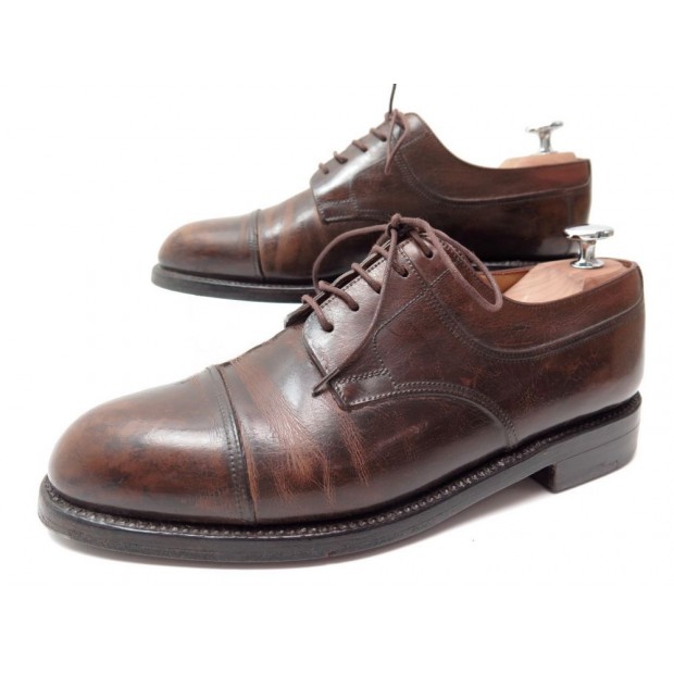 CHAUSSURES JM WESTON 765 6.5D 40.5 DERBY TRIPLES SEMELLES CUIR MARRON SHOES 570€