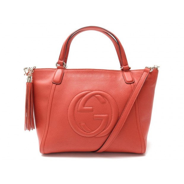 NEUF SAC A MAIN GUCCI SOHO 369176 BANDOULIERE CUIR GRAINE ORANGE HAND BAG 1375€