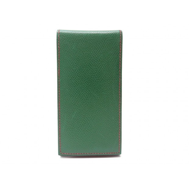 VINTAGE PORTE CARNET HERMES ETUI BLOC NOTE CUIR EPSOM VERT + 4 RECHARGES NOTEPAD