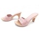 CHAUSSURES LOUIS VUITTON MULES A TALONS 37.5 EN CUIR ROSE SANDALES SANDALS 680€