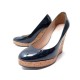 NEUF CHAUSSURES YVES SAINT LAURENT 39 ESCARPINS COMPENSES CUIR BLEU SHOES 795€