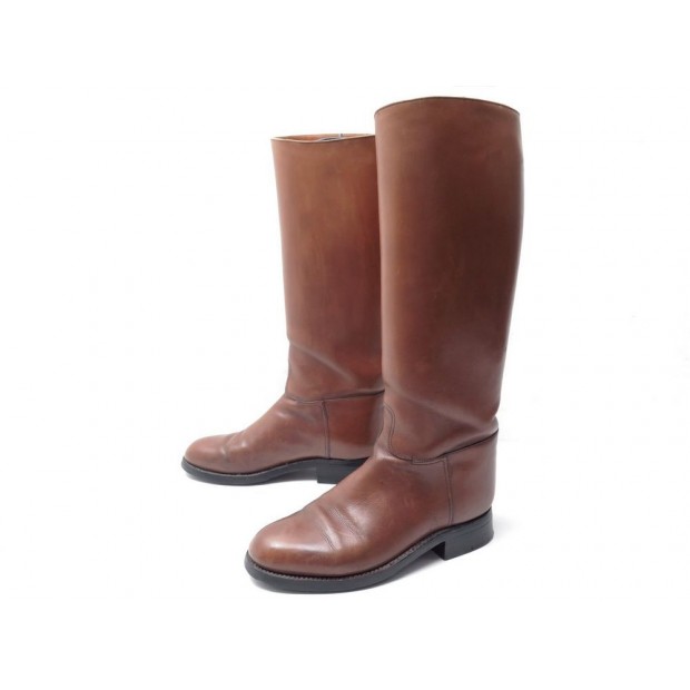 BOTTES D'EQUITATION MALFROID BOTTIER JM WESTON 6 40 EN CUIR MARRON HORSE BOOTS