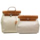  SAC A MAIN HERMES HERBAG 2 CABAS 38 + 40 CM CUIR & TOILE BLANC HAND BAG 