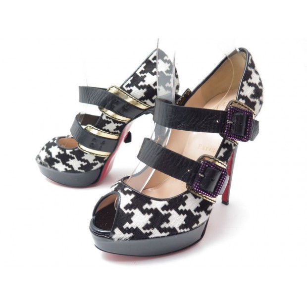 CHAUSSURES CHRISTIAN LOUBOUTIN PIED DE POULE 39 ESCARPINS CUIR DE POULAIN 850€