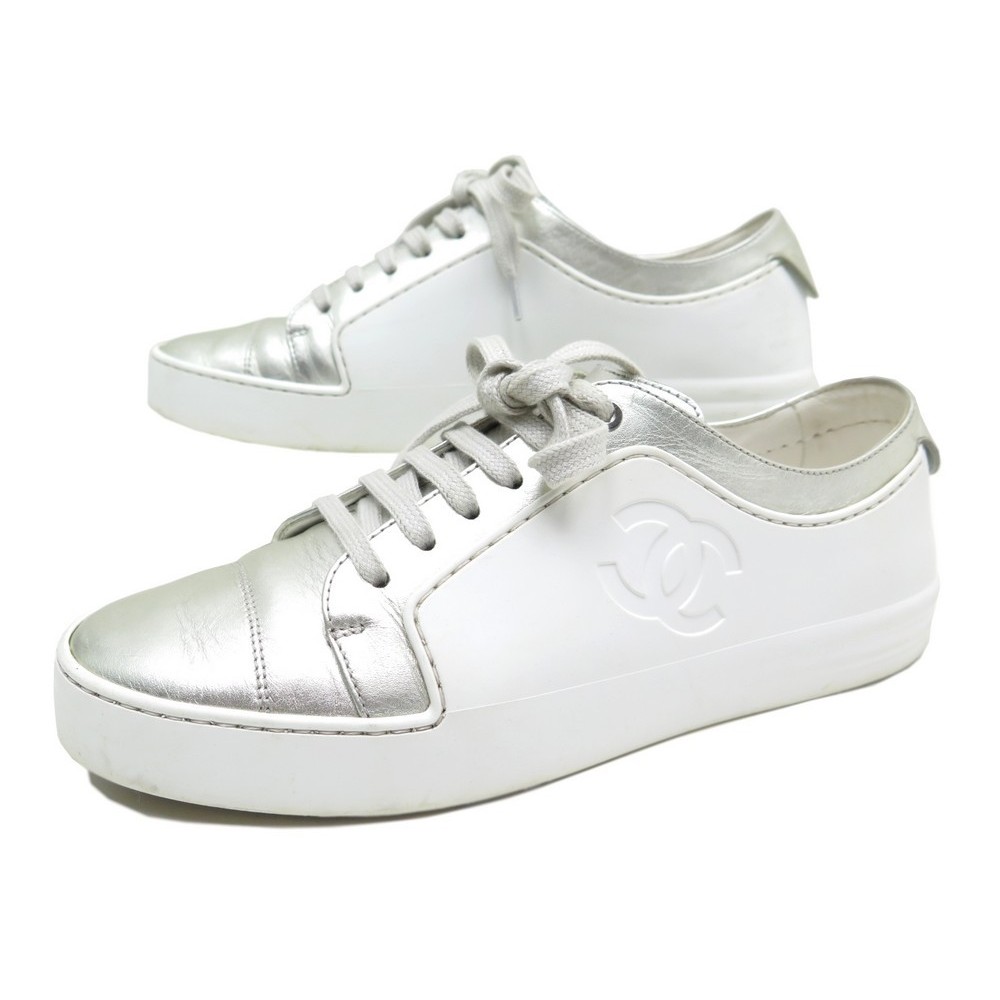 chanel white tennis shoes