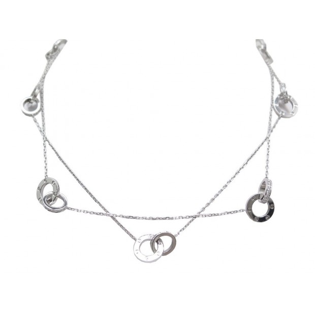 NEUF COLLIER CARTIER SAUTOIR LOVE EN OR BLANC 18K 32 GR DIAMANTS NECKLACE 16000€