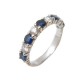 BAGUE OR BLANC 18K 4.2 GR T 57 SERTIE DIAMANTS & SAPHIRS DIAMONDS SAPPHIRES RING