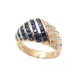 BAGUE OR JAUNE 18K 5.7 GR T 61 SERTIE DE 20 DIAMANTS & 33 SAPHIRS DIAMOND RING